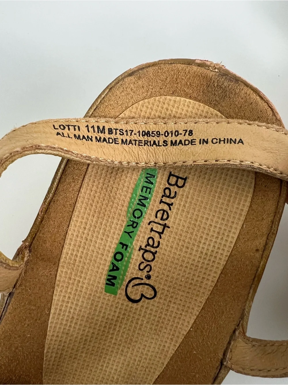 Baretraps Lotti Womens 11‎ Tan Strappy Wedge Sandals Memory Foam Comfort Shoes